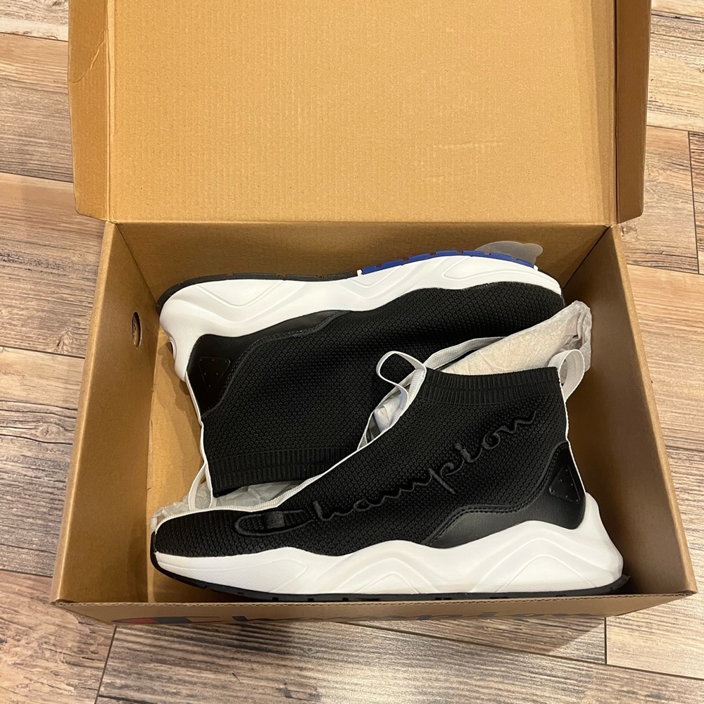 Champion Black and White Comfy Slip on Sneakers